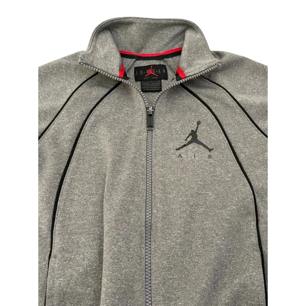 Nike Air Jordan Jumpman Boys Small Full-Zip Track Jacket Gray Black Piping Logo